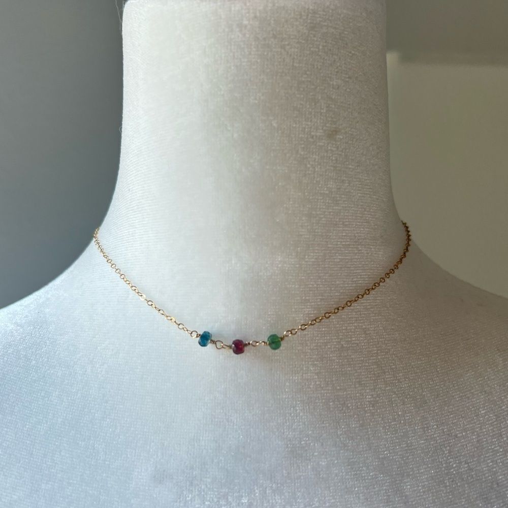 Judith Bright Rainbow Gemstone Choker Necklace, 12 inches, 14 k Gold Fill